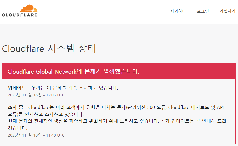 Cloudflare 시스템 상태 이미지